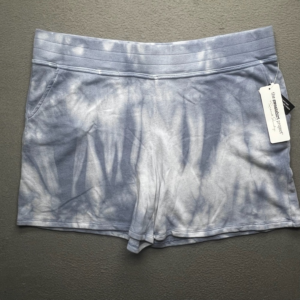 The Sweatshirt Project Women Shorts Blue White Tie Dye XL‎ Casual Boho